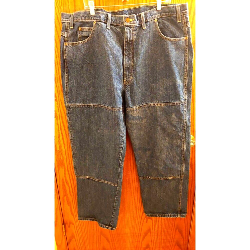 Dickies Double Knee Carpenter Jeans Mens 44x30 Blue Denim Workwear Loose